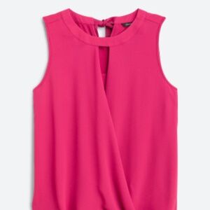 41 HAWTHORN Clearwater Mixed Material Surplice Blouse Hot Pink - Stitch Fix